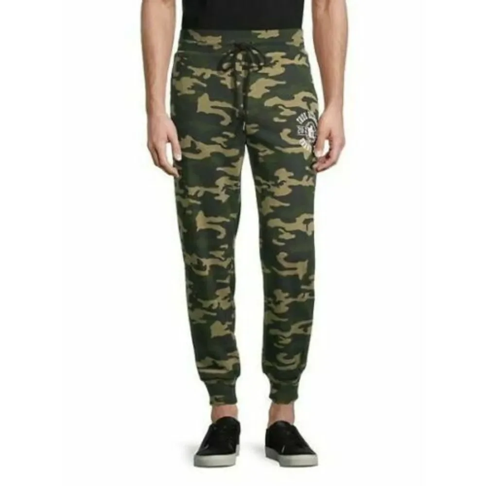True Religion Camo Print Logo Jogger Pants Sweatpants Large retail $99